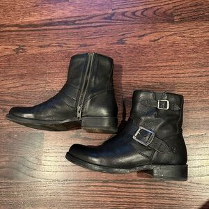 Frye Black Leather Moto Boots